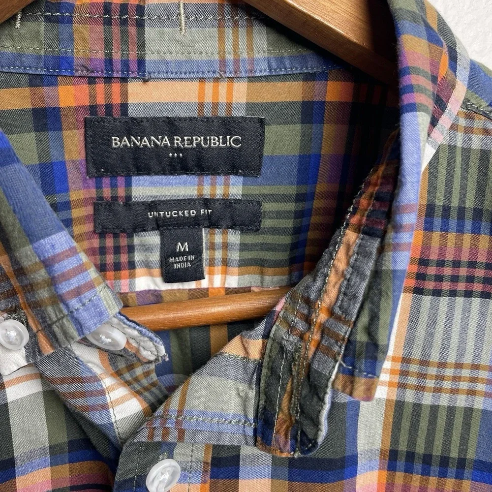 Banana Republic Men's M Multicolor Plaid Shirt Dark Academia Cotton